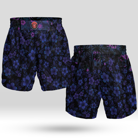 Hawaii Nightshade Fight Shorts (Elastic Waistband)